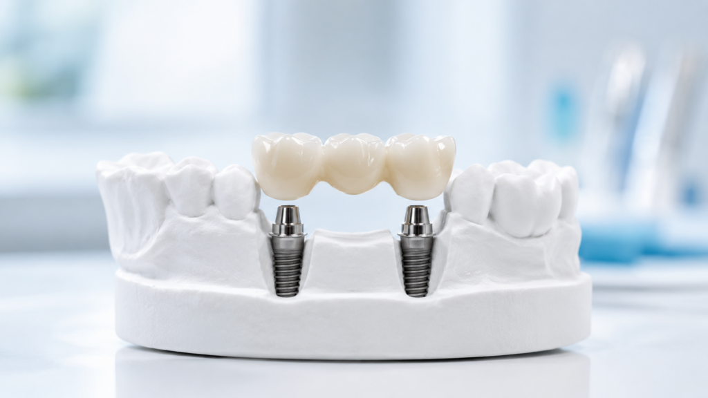 Zahnbrücke auf zwei Implantaten